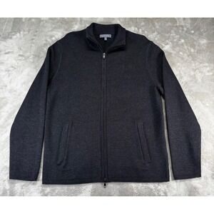 American Airlines Full Zip Sweater Mens Medium Charcoal Gray Wool Blend